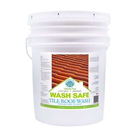 Wash Safe™ TILE ROOF WASH Eco-Safe and Organic Roof Cleaner | Clear, Bleach-Free Concentrate | Clean Concrete, Clay, Slate and Stucco Shingles or Tiles