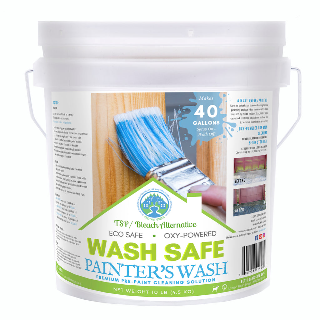 wash safe, painter's wash, premium pre paint solution, paint walls, paint prep, wall cleaner, contractor, pressure washing, biodegradable 