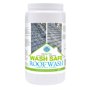 Wash Safe™ ROOF WASH Eco-Safe and Organic Roof Cleaner | Clear, Bleach-Free Concentrate | Clean Asphalt, Metal, Wood, Slate and Ceramic Shingles or Tiles